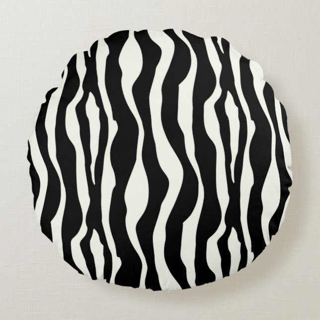 Zebra ränder - Svartvit Rund Kudde (Framsidan)
