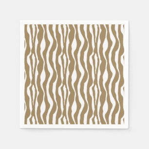 Zebra ränder - Taupe Tan and White Pappersservett