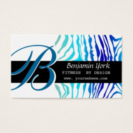 Zebra ränder Turkos Blue Bold Monogram Visitkort