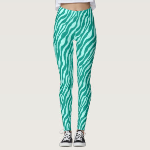 Zebra ränder - Turkos och Aqua Leggings