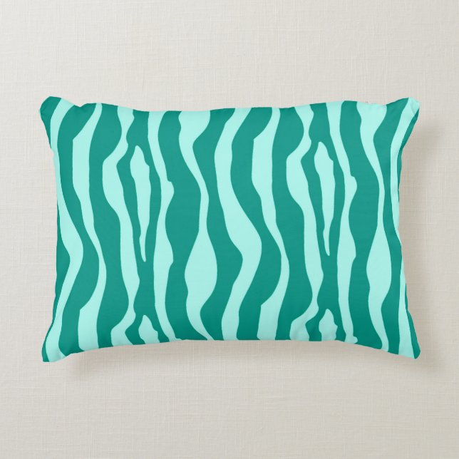 Zebra ränder - Turkos och Aqua Prydnadskudde (Framsidan)