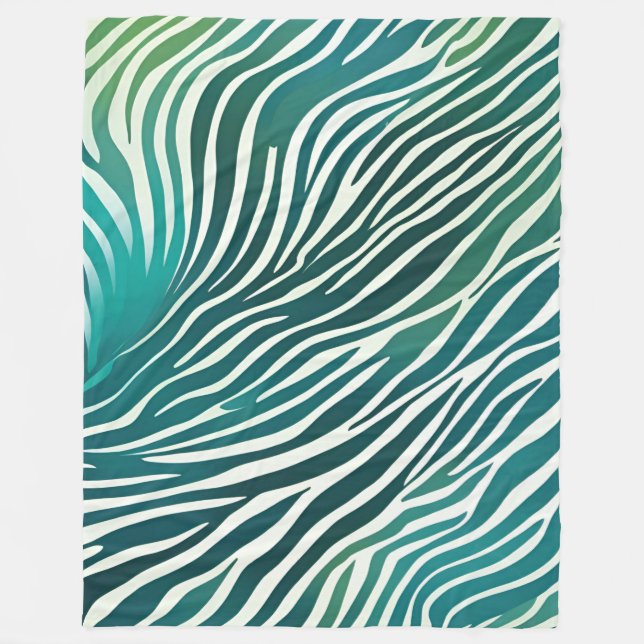 Zebra ränder-utskrift för Blanket Teal Grönt Fleecefilt (Framsidan)