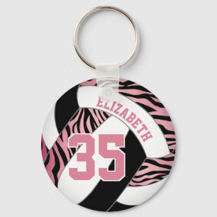 zebra ränder w rosa och svart flickor volleyball nyckelring