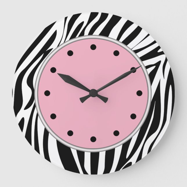 Zebra ränder Wildlife Clocks Stor Klocka (Framsida)