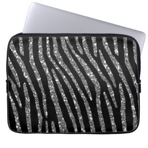 Zebra ränderelegans på svart dekor laptop fodral
