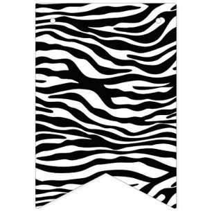 Zebra rändermönstersvart & vit + dina idéer vimplar