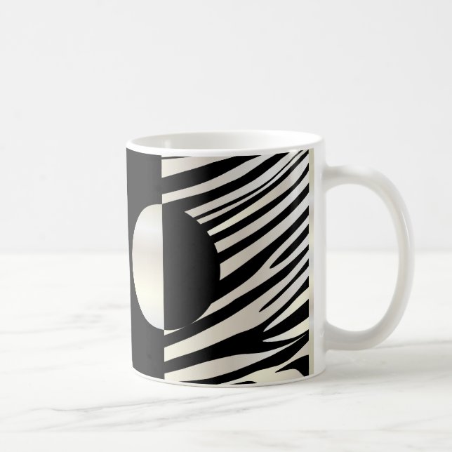 Zebra rändersnyggtsvart & silvermönsterdekor kaffemugg (Höger)