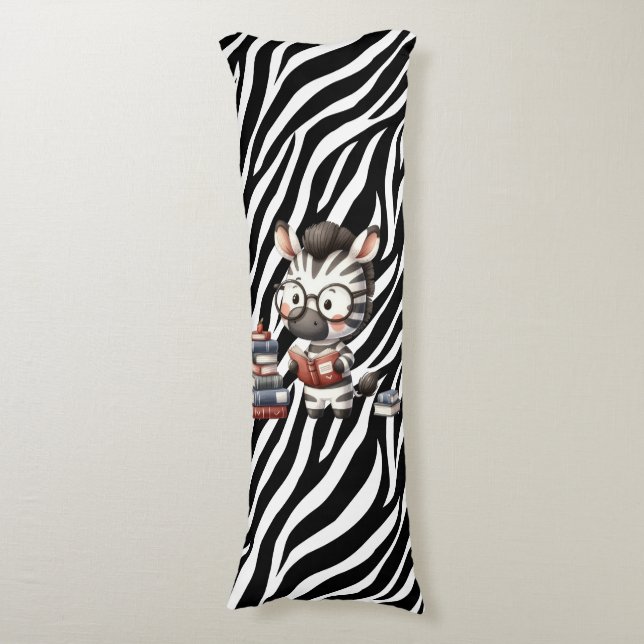 Zebra Reading Bokar. Kroppskudde (Framsidan Vertikal)