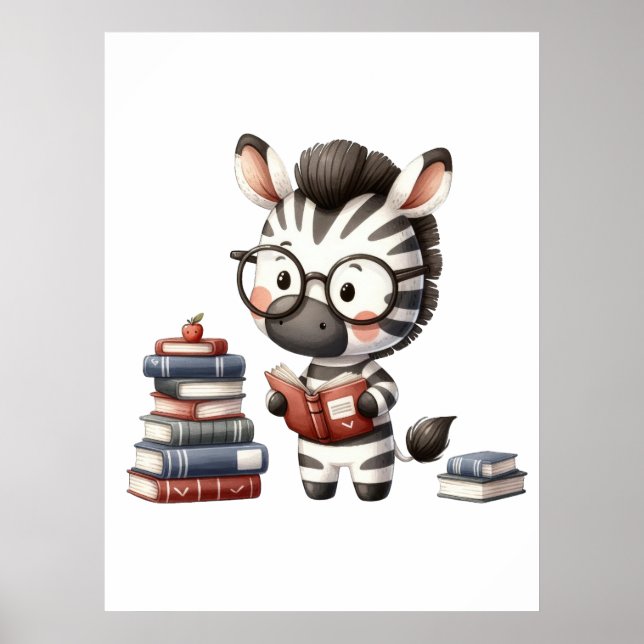 Zebra Reading Bokar. Poster (Framsidan)