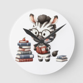 Zebra Reading Bokar. Rund Klocka