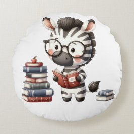 Zebra Reading Bokar. Rund Kudde