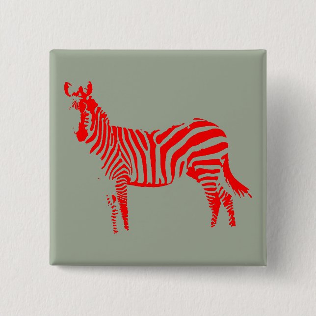 Zebra Red Silhouette Button Badge Pin Knapp (Framsida)
