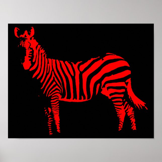 Zebra Red Silhouette Poster Sign (Framsidan)