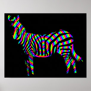 Zebra Regnbåge Silhuett Affisch Skylt