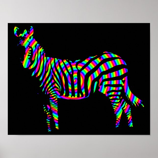 Zebra Regnbåge Silhuett Affisch Skylt (Framsidan)