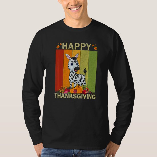 Zebra  Retro Graphic Family Matching Thanksgiving T Shirt (Framsida)