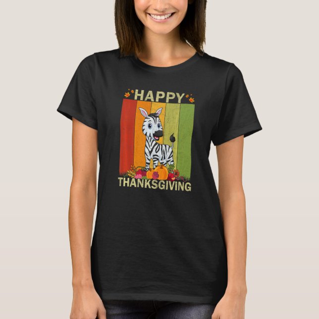 Zebra  Retro Graphic Family Matching Thanksgiving T Shirt (Framsida)