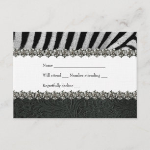 Zebra Rhinestone Black Leather OSA Kort