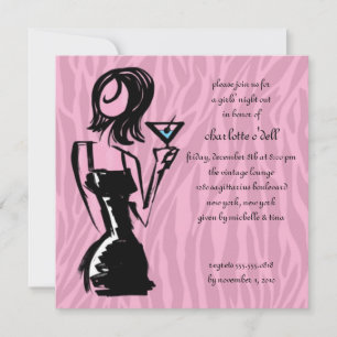zebra rosa. bachelorette inbjudningar