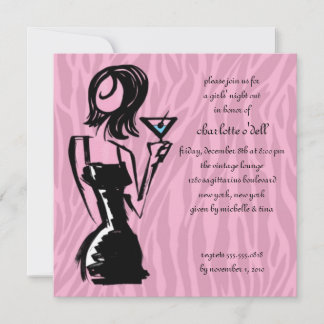 zebra rosa. bachelorette inbjudningar