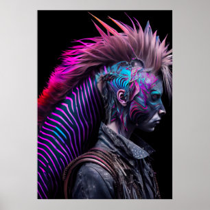 Zebra Rosa Bird Mohawk - Weirdcore Rainbow Poster