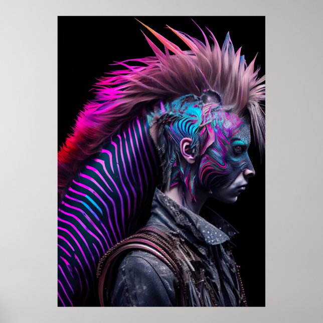 Zebra Rosa Bird Mohawk - Weirdcore Rainbow Poster (Framsidan)