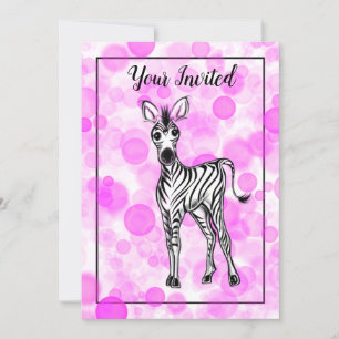 Zebra rosa bubbelgum mönster inbjudningar