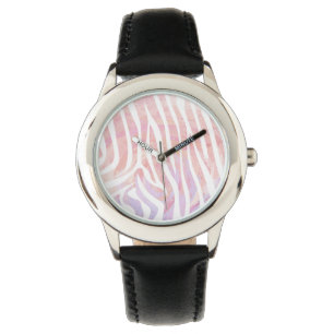 Zebra Rosa och vit utskrift Armbandsur