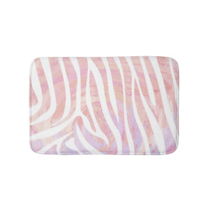 Zebra Rosa och vit utskrift Badrumsmatta