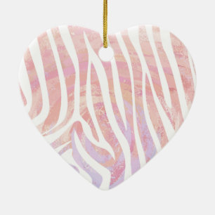 Zebra Rosa och vit utskrift Julgransprydnad Keramik