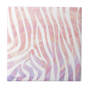 Zebra Rosa och vit utskrift Kakelplatta