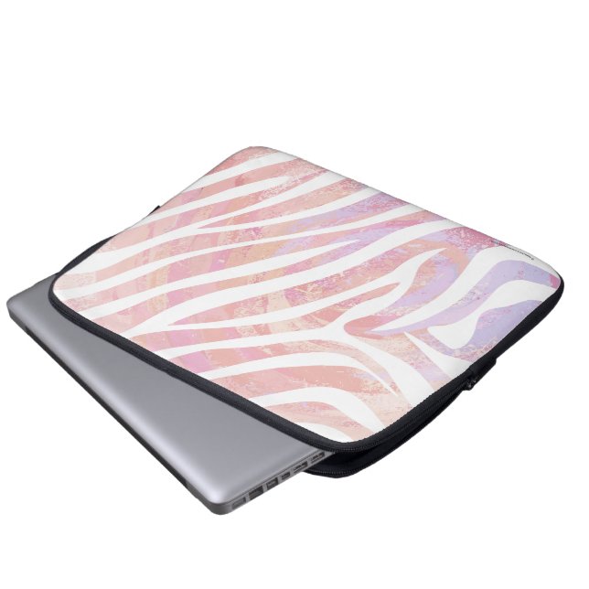 Zebra Rosa och vit utskrift Laptop Sleeve (Framre botten)
