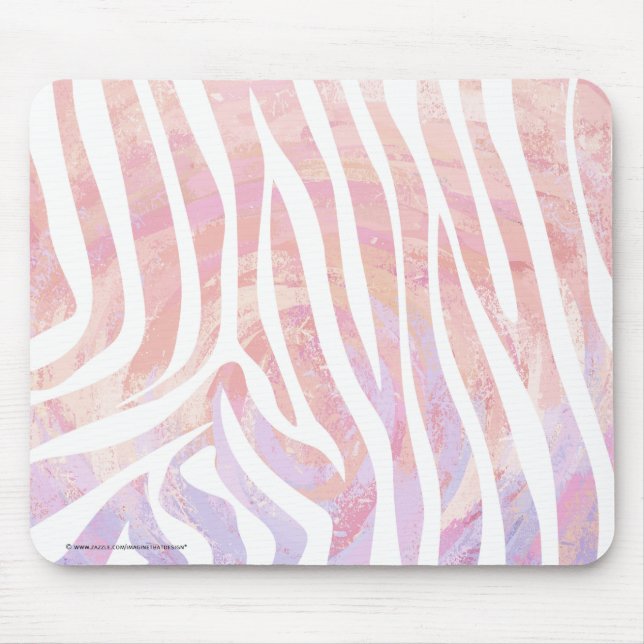 Zebra Rosa och vit utskrift Musmatta (Framsidan)