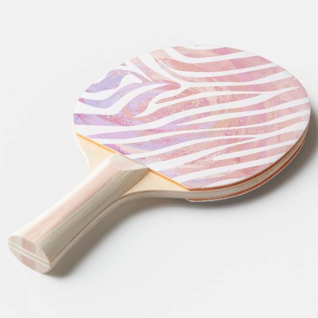 Zebra Rosa och vit utskrift Pingisracket (Ryggvinkel)