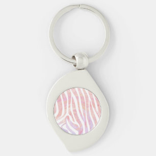 Zebra Rosa och vit utskrift Swirl Silverfärgad Nyckelring
