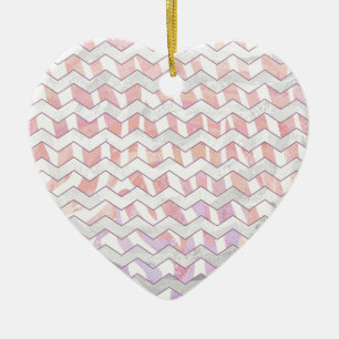 Zebra Rosa och White Chevron Julgransprydnad Keramik