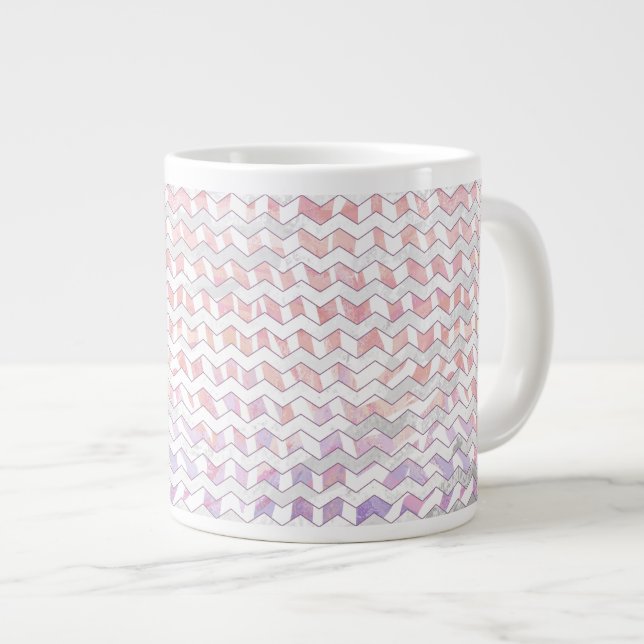 Zebra Rosa och White Chevron Jumbo Mugg (Framsida höger)