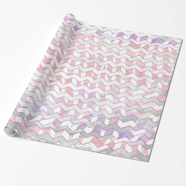 Zebra Rosa och White Chevron Presentpapper (Utrullad)