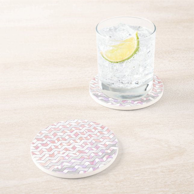 Zebra Rosa och White Chevron Underlägg Sandsten (Sidan)