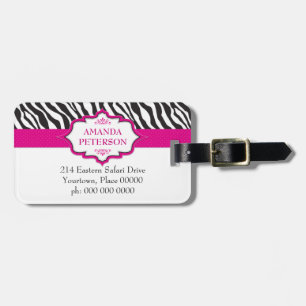 Zebra Rosa Ribbon Bagagebricka