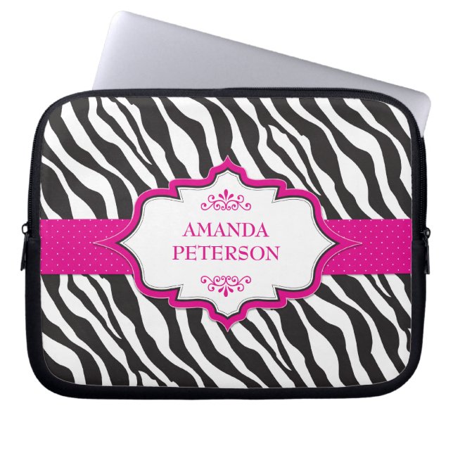 Zebra Rosa Ribbon Electronics Bag Laptop Sleeve (Framsidan)