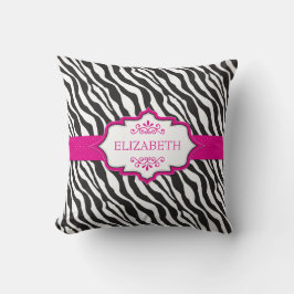 Zebra Rosa Ribbon MoJo Pillow Kudde
