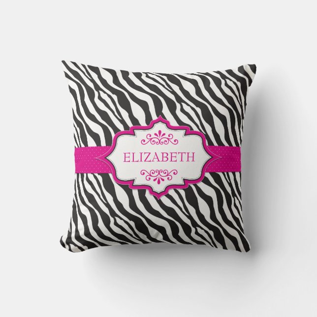 Zebra Rosa Ribbon MoJo Pillow Kudde (Framsida)