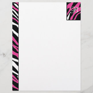 Zebra - Rosa & White Letterhead