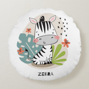 Zebra Round Pillow Rund Kudde