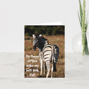 Zebra "rumpan ser stor ut?" redigerbart hälsningsk kort