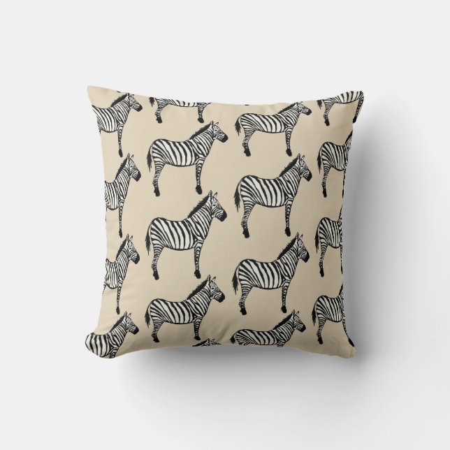 Zebra Safari Djur Målning Tryck Kuddcover Kudde (Framsida)