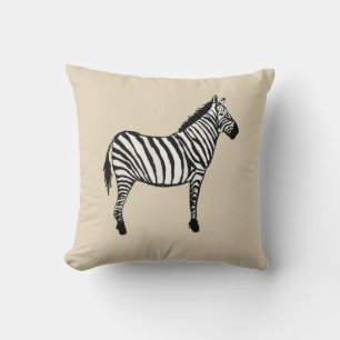 Zebra Safari Djurmålning Beige Kuddvar Kudde