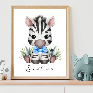 Zebra Safari Nursery Affisch – Djungel Väggkonst f
