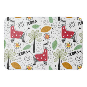 Zebra Safari themed Handflatan Träd, Flowers, dood Badrumsmatta